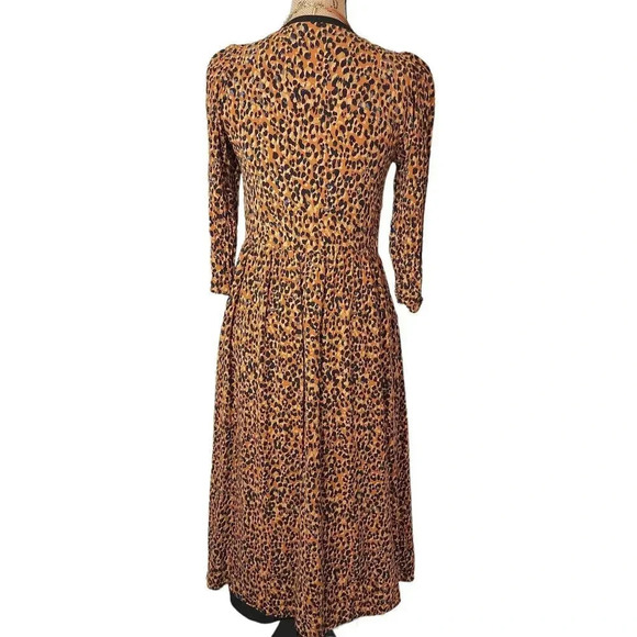 Zara TRF Animal Cheetah Print Pleated Shoulder Lined Jacket Dress Sz Small Maxi - Picture 3 of 15